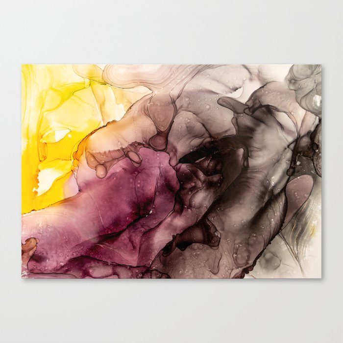 Abstract Alcohol Ink Art Sun Above The Mountains Canvas Print By