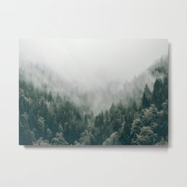 Foggy Forest 3 Metal Print | Digital, Green, Mist, Tree, Nature, Fog, Mountain, Wild, Pinetrees, Color 