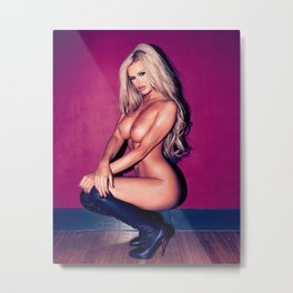 Erotic Art Photography - Female Nude Art - Sexy Nude Blonde Pinup Girl with Big Boobs in Boots Metal Print