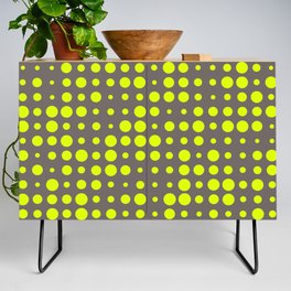 Modern Dots - Chartreuse Fluorescent Neon Grey Ash Charcoal Polka Yellow Green Credenza