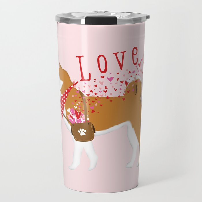 Shiba Inu valentine valentines day hearts love dog Travel Mug