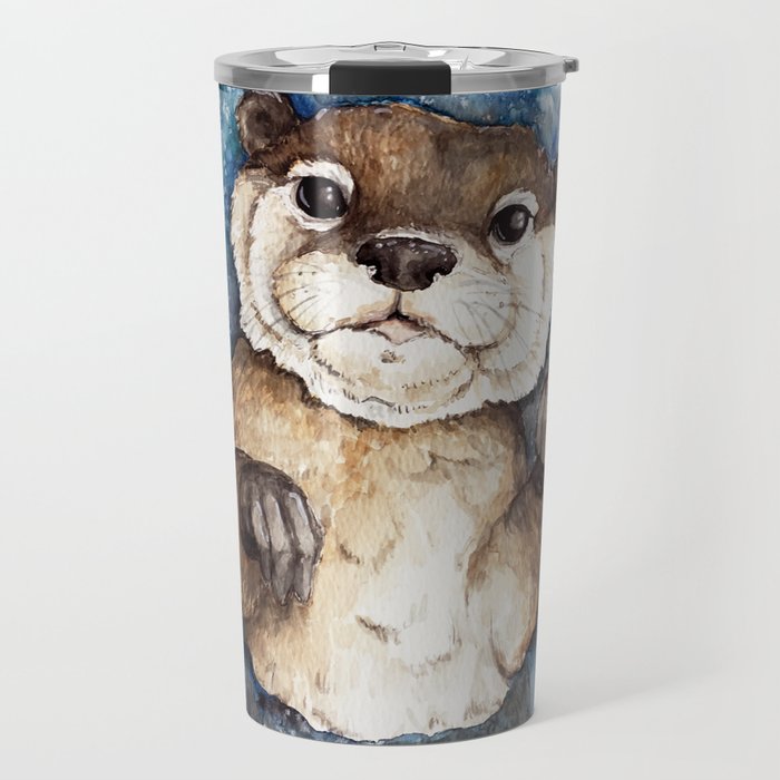 Watercolor Otter Travel Mug