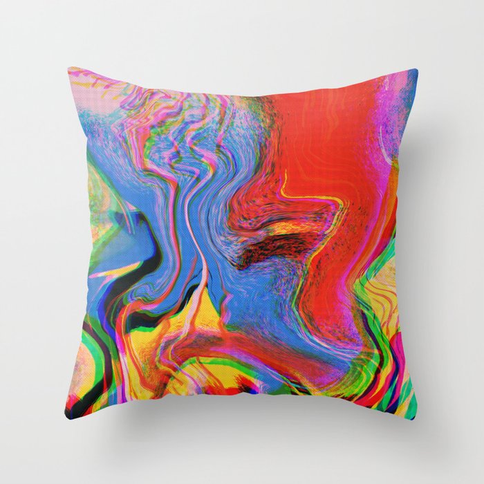 Abstract Glitch Wave Pop Halftone Art by Emmanuel Signorino Throw Pillow