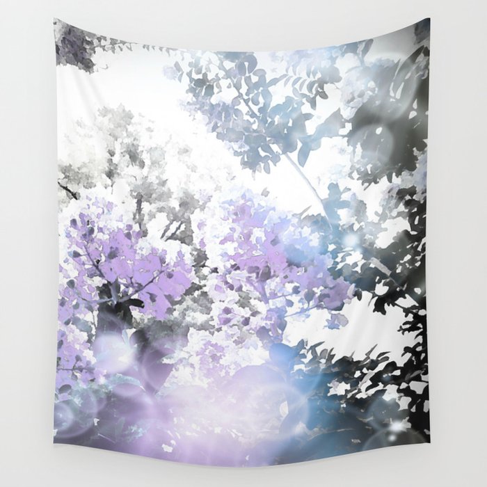 Watercolor Floral Lavender Teal Gray Wall Tapestry