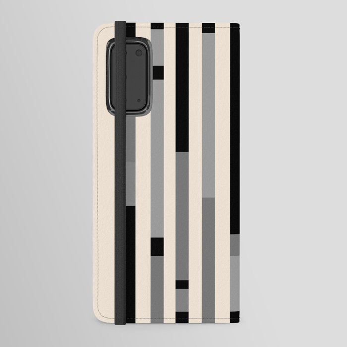 Mid Century Modern Modular Stripes in Black, Gray, and Almond Cream Android Wallet Case