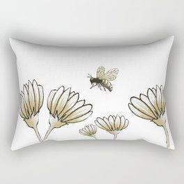 Bee art with flowers Rectangular Pillow