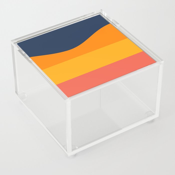 Minimalistic Wave Colorful Retro Art Pattern Design Acrylic Box