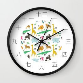 Bilingual Chinese and English Jungle Animal Clock Wall Clock