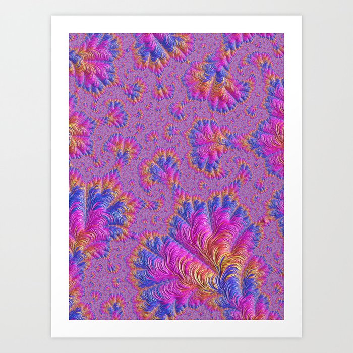 Funky Psychedelic Vibrant Colorful Jewel Tone Hippie Boho Spiral Fractal Art Art Print