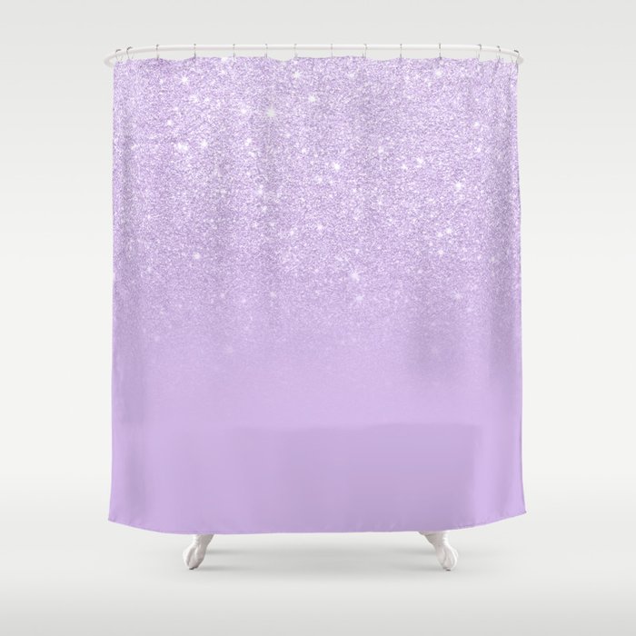 Modern Pastel Purple Lavender Ombre Glitter Color Block Shower