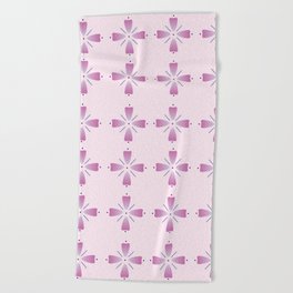 Pink Floral Pattern Beach Towel