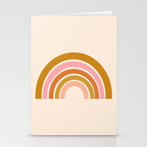 Boho Rainbow in Blush and Terracotta Stationery Cards