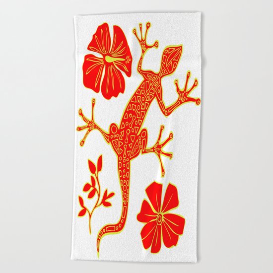 Tribal Lizard Design #1 Beach Towel