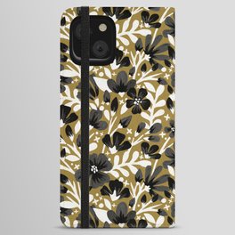 Blossom Pattern – Black & White on Kraft iPhone Wallet Case