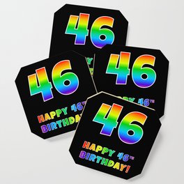 [ Thumbnail: HAPPY 46TH BIRTHDAY - Multicolored Rainbow Spectrum Gradient Coaster ]
