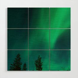 Northern Lights in Saariselkä | Winter Night in Lapland Art Print | Astro Landscape Travel Photography Wood Wall Art