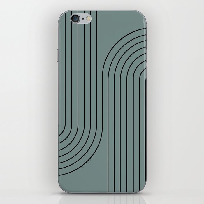 Minimal Line Curvature LXVII Neutral Teal Mid Century Modern Arch Abstract iPhone Skin