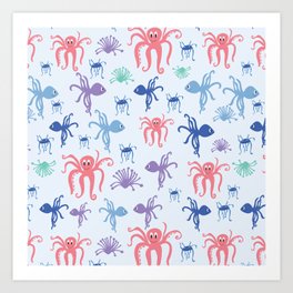 Sea Life with Fish, Octopus, and Jellyfish Art Print