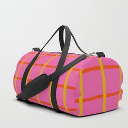 Bold Pink Retro Modern Kids-Core Checkered Plaid  Duffle Bag