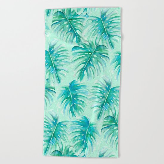 Paradise Palms Mint Beach Towel