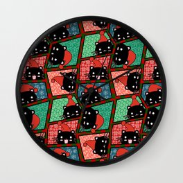 Christmas Black Cats Wall Clock