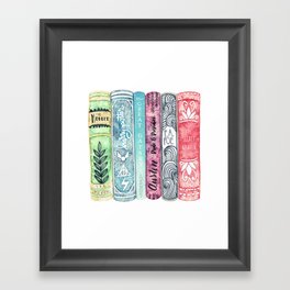 Book Lover Watercolor Books Framed Art Print