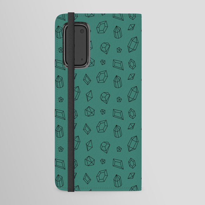 Green Blue and Black Gems Pattern Android Wallet Case