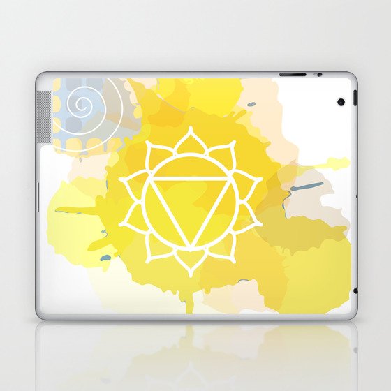 Manipura chakra Meditation aura and fifth of the seven chakras symbol Laptop & iPad Skin