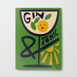 Gin & Tonic Metal Print | Yellow, Black, Beach, Midcenturymodern, Livingroomdecor, Summertime, Dormroom, Curated, Mint, Gin 