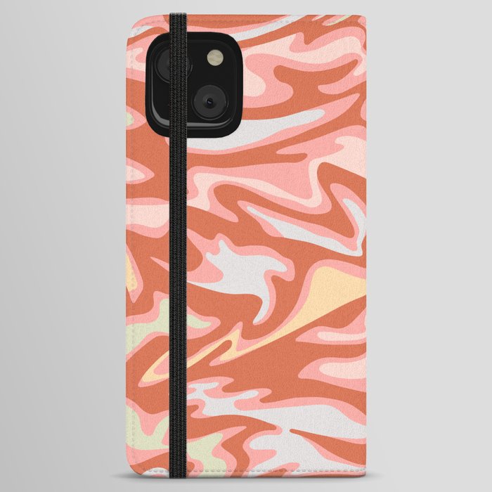 FLOW MARBLED ABSTRACT in TERRACOTTA AND BLUSH iPhone Wallet Case