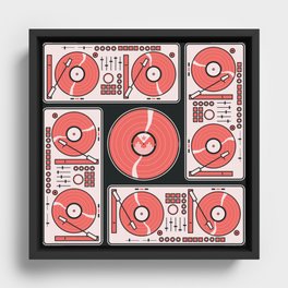 Record Player Square Framed Canvas