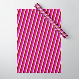 [ Thumbnail: Red, Fuchsia, Pink, and Maroon Colored Lines Pattern Wrapping Paper ]