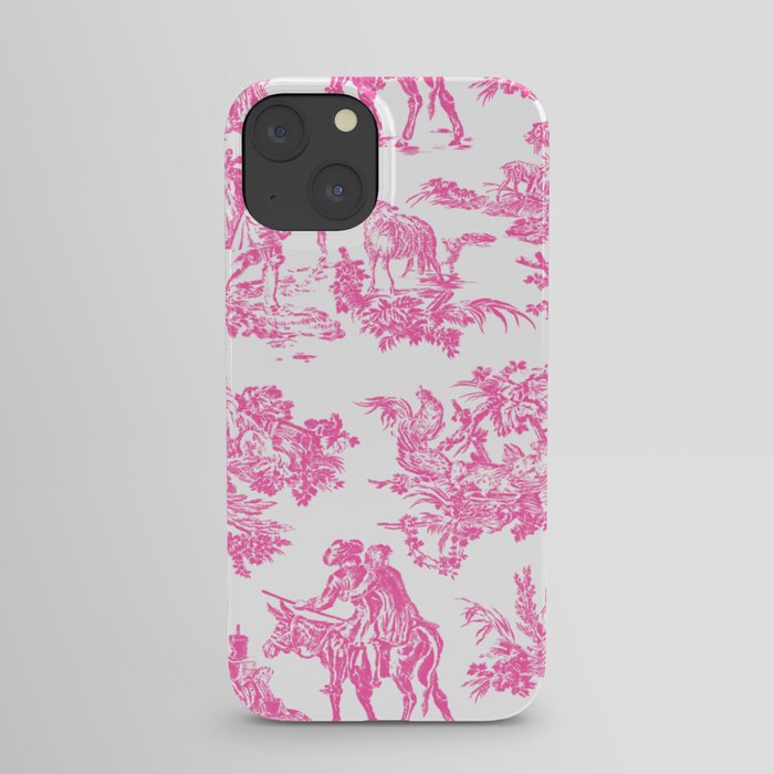 Fuschia Pink Toile de Jouy iPhone Case