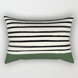Forest Green x Stripes Rectangular Pillow