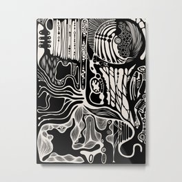 Mycorrhiza Metal Print | Abstract, Blackandwhite, Organic, Nature, Microbial, Maximalist, Painting 