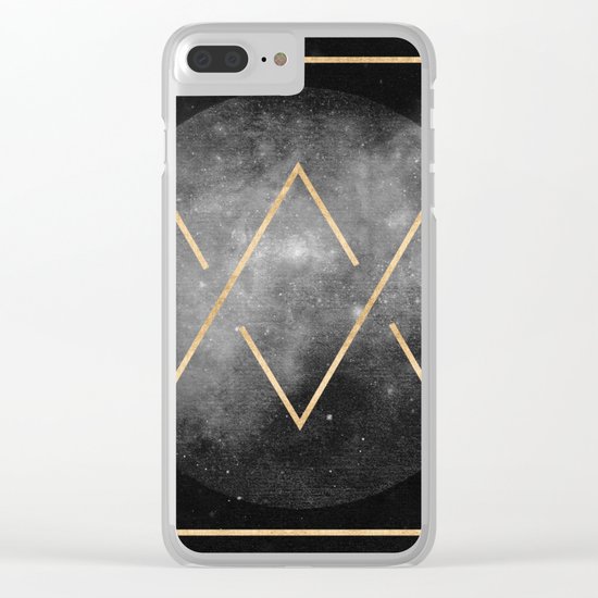 Gold Moon Geometric Tribal Design Clear iPhone Case