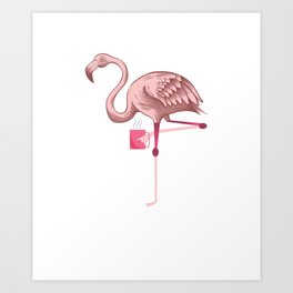 Flamingo-Coffee-Gifts-Lover-Coffee-Shirt Art Print