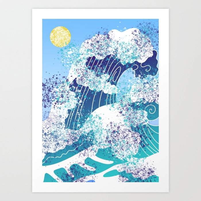 Surfing waves Art Print