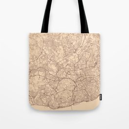 Portugal, Lisbon - Retro City Map Tote Bag