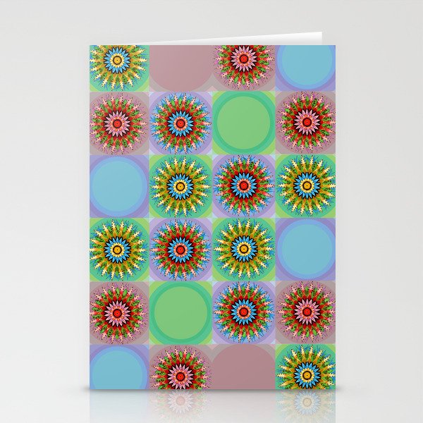 Colorful Mandala Grids Pattern-Dim Pallet Stationery Cards