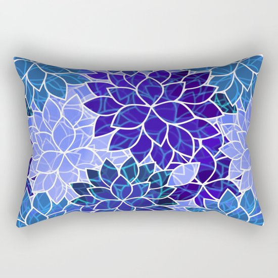 Azurite Blue Flowers Rectangular Pillow