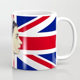 QUEEN ELIZABETH II - Profile of Young Queen Elizabeth with British Flag Coffee Mug
