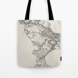 Yokosuka, Japan - Black and White City Map Tote Bag