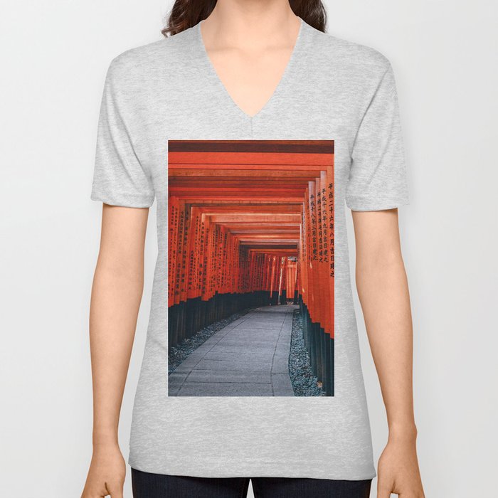  Japanese  Orange Fushimi inari Trail, Kyōto-shi V Neck T Shirt