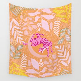 Tiger Moon in Tangerine Wall Tapestry