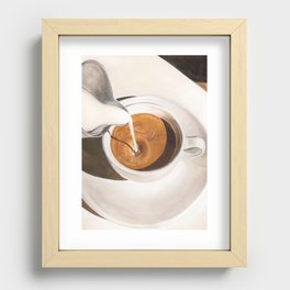 Morning Coffee Watercolor Painting Recessed Framed Print