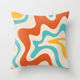 18x18 Best TW Aesthetic Stylish Pattern Designs Bright Pink Orange Teal Aesthetic Watercolor Swirls Style Throw Pillow Multicolor