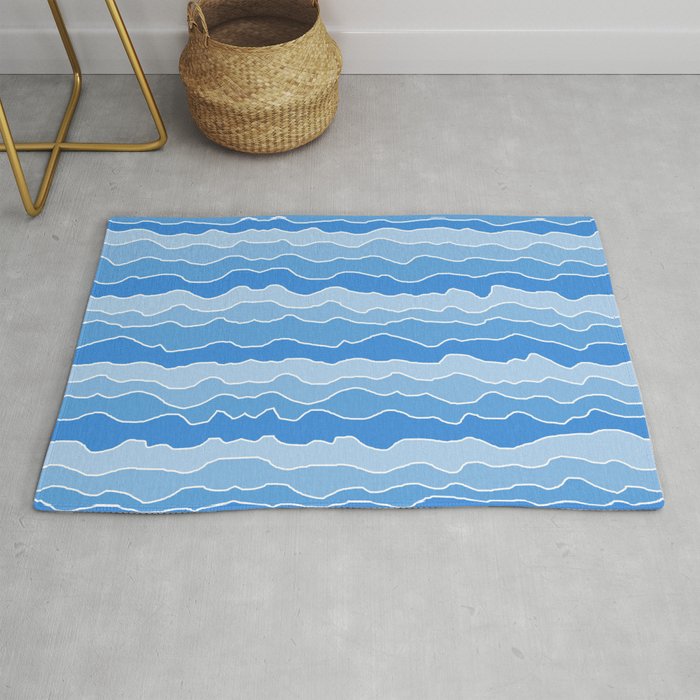 Four Shades Of Light Blue With White Squiggly Lines Rug By Shelleyylstart Four Shades Of Light Blue With White Squiggly Lines Rug By Shelleyylstart
