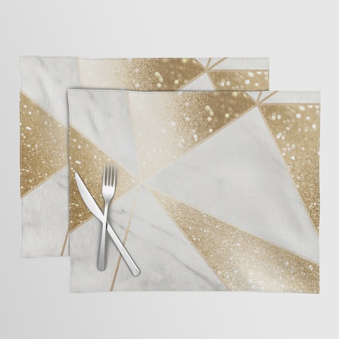 Elegant Marble and Gold Abstract Design Placemat by Of Beauty and