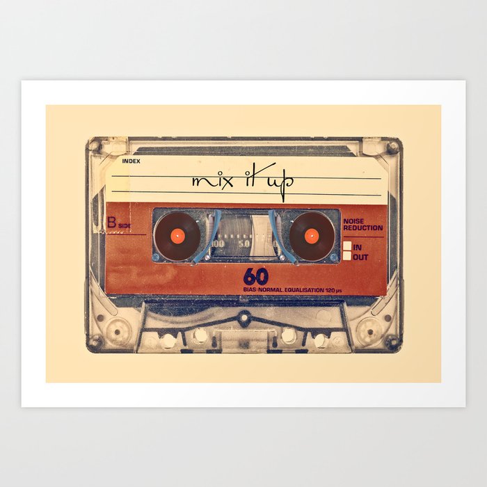 Mash Up Mixtape Vintage Record Player Cassette Tape Hybrid Art Print